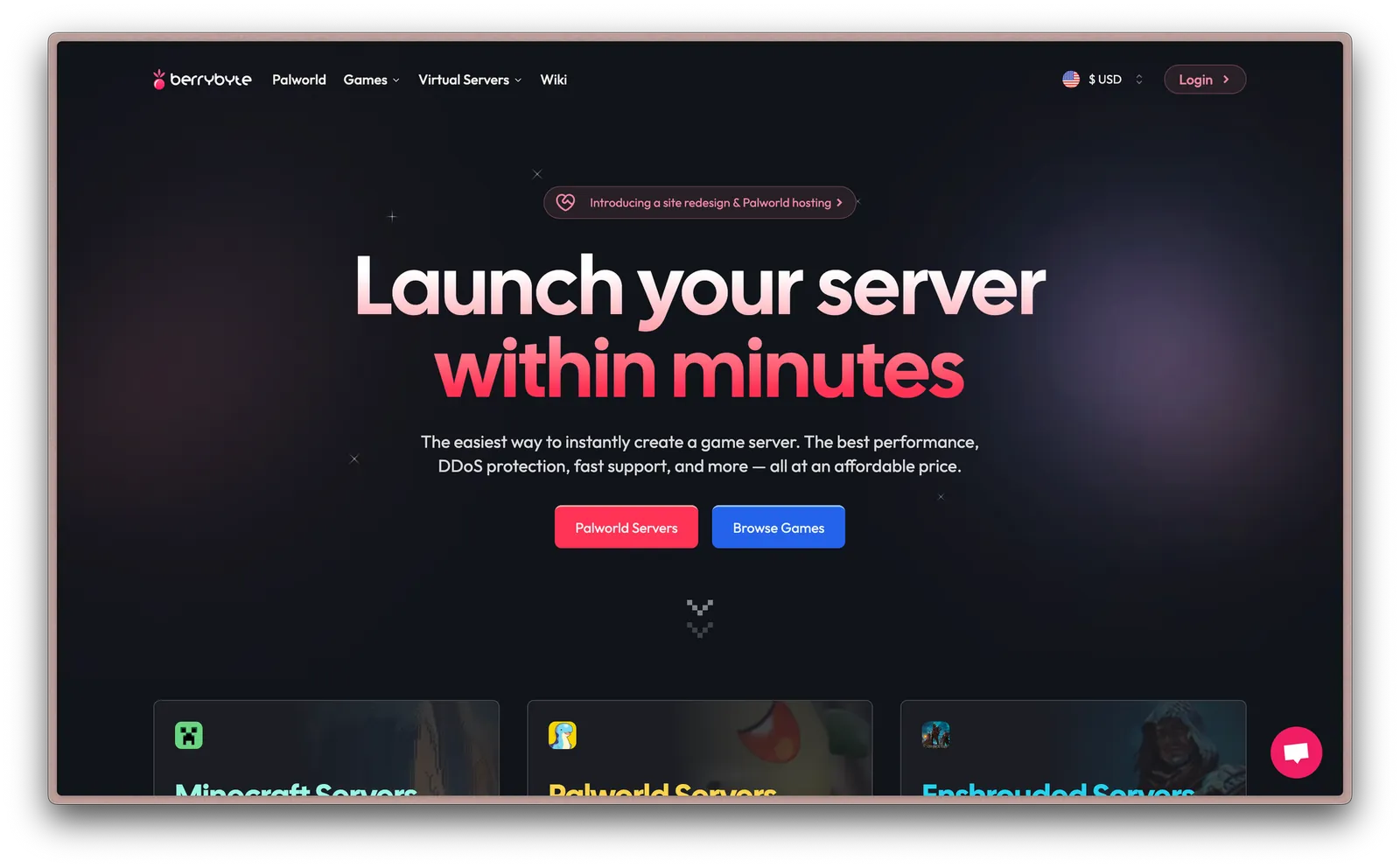 The new redesigned look of the landing page on the berrybyte website