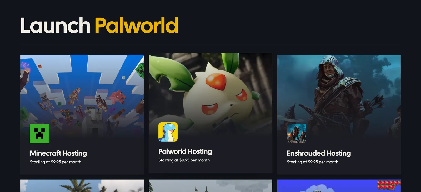 Game server hosting page